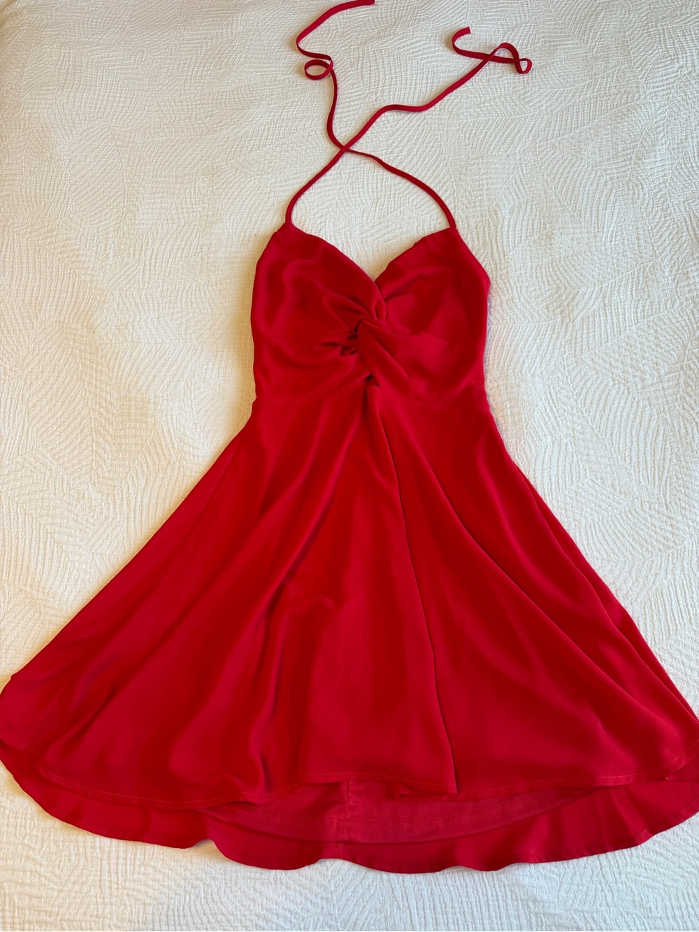 Red Mini Halter Tie-Back Dress